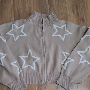 SO Cream Ribbed Collar Knit Top